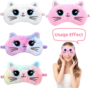 Inicio Uso de viaje Arco Iris Faux Fur Eye Shade Girls Acepta tamaño personalizado Colorido Suave Felpa Girls Sleep Mask - Product Image 5