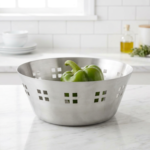 Panier à légumes en acier inoxydable avec trous carrés pour le stockage des aliments, design simple, récipient en métal écologique - Product Image 5