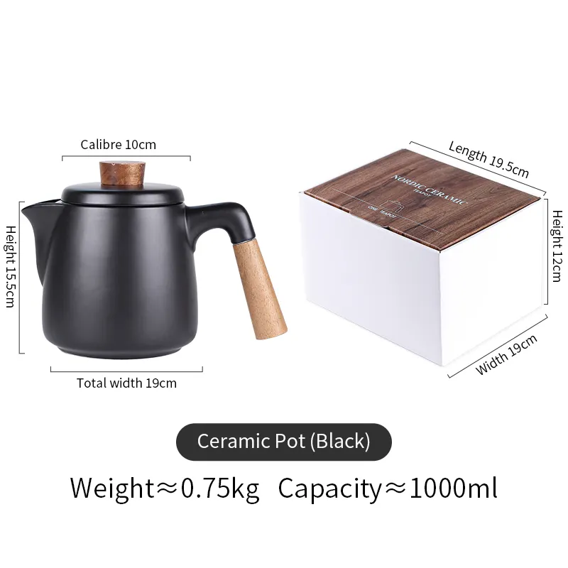 Matt schwarze Becher Keramik-Tasse Holzsoße mit hölzernen Griffen Kaffeebecher Geschenk-Set Keramik-Tasse-Sets