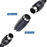 Adaptateur coupleur MIDI DIN 5 broches avec inverseur de genre, câble auxiliaire pour home cinéma et ordinateur, gaine PVC, 20 cm