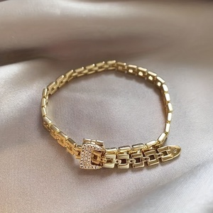 1pc Stylish Belt Buckle <strong>Bracelet</strong> with a Chain Design, Offering a <strong>Touch</strong> of Light Luxury; a Easy Accessory For, <strong>Couples</strong> - Product Image 3