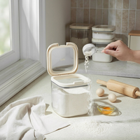 Ensemble de bocaux de rangement carrés en plastique ANYA 2026 avec logo personnalisé, couvercle transparent, hermétiques et empilables, pour la farine et autres aliments de cuisine