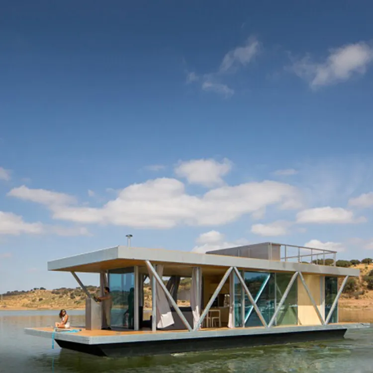 Modern kaliteli su ev modüler mobil ev küçük evler yüzen otel Houseboat güneş tekne yüzen evler yat otel