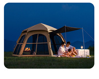 Tente automatique hexagonale 4 saisons à une chambre |   Oxford noir enduit 280x240cm |   Tente de camping imperméable et résistante au soleil, installation rapide, 3000 mm