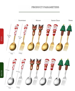 Giáng sinh phim hoạt hình thép không gỉ muỗng và nĩa thiết lập mới lạ thiết kế hiện đại với gương đánh bóng kim loại thiết lập dao kéo với Hộp quà tặng - Product Image 5