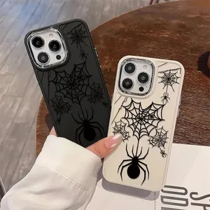 Popular Design Love Spider Silk Phone case For iPhone 15 Pro Max 14 13 12 11 XS XR Simplicity Plating mirror frame Cover