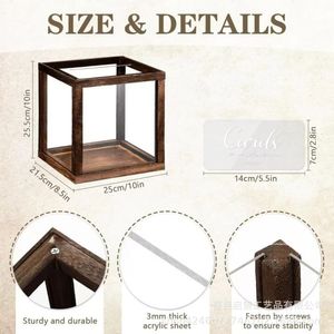 Wooden Square Storage <b>Box</b> Acrylic Lid <b>Wedding</b> Gift <b>Card</b> Holder Standing Type Jewelry <b>Box</b> - Product Image 4