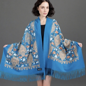 Classic Ethnic Style Floral Cashmere Shawl Beautifully Embroidered <strong>Paisley</strong> Warm <strong>Scarf</strong> <strong>Pashmina</strong> Fashionable Winter Accessory - Product Image 3