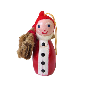 In legno santa doll ornamento di legno Santa con sacco di tela per la decorazione di natale - Product Image 1
