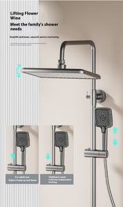 Juego de Ducha Moderno de 4 Funciones Negro y Gris para Baño con Pantalla <span class=keywords><strong>Digital</strong></span> Inteligente y Luz Ambiental Grifo de Ducha de Aluminio Espacial - Product Image 4