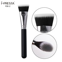 Pinceau de maquillage professionnel en poils synthétiques de luxe, à tête plate, manche en bois, pour fond de teint et visage F08-2