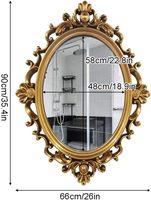 Miroir mural ovale vintage de luxe, antique, orné, baroque, avec cadre en PU, décoration d'intérieur pour entrée, chambre, salle de bain, salon