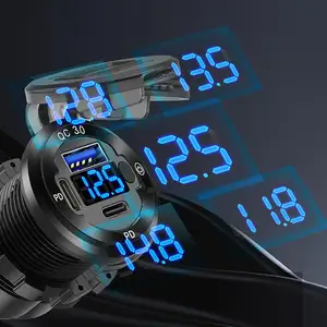 Voltmetre araba şarjı ile 12V tekne RV için USB çıkış soketi QC3.0 çift PD portu