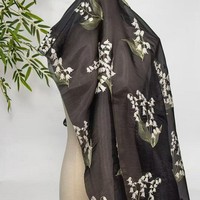 Vente directe usine Nouveau style ancien Hanfu DIY Style national Dentelle légère en tissu filet brodé motif Muguet