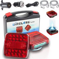 Feux de remorque sans fil magnétiques, kit d'éclairage de remorquage, installation en 30 secondes, rechargeables, LED 5-en-1, étanches IP65 pour camions, camping-cars et remorques de bateaux