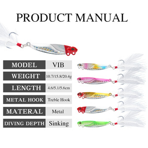 Long-Distance <b>Throwing</b> Submersible Iron Plate Vib Blood Groove Feather Hook Metal Artificial Bait for Carp Fishing - Product Image 3