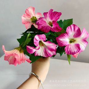 ช่อดอกไม้ประดิษฐ์รูปดอกมอร์นิ่งกลอรี สีชมพูอมม่วง สำหรับตกแต่งงานแต่งงาน โรงแรม ใช้ภายในอาคาร - Product Image 1