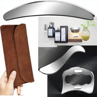 Kit d'outils de massage musculaire 4-en-1 réutilisable en acier inoxydable argenté Derma Edge GuaSha pour usage en cuisine
