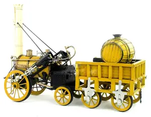 High quality hot sale vintage Tin train model ornaments 1829 yellow Voyager steam locomotive fine collection gift