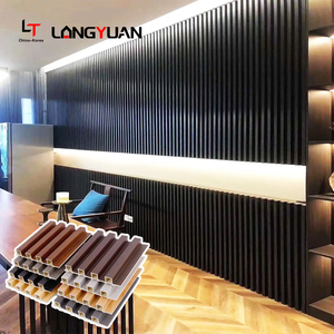 Thiết kế hiện đại Nội Thất Gỗ nhựa composite WPC lambrin Panel tường ốp trong nhà PVC rãnh trang trí tường Bảng điều khiển Hội Đồng Quản Trị - Product Image 1