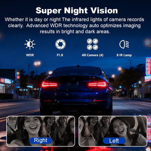 กล้องติดรถยนต์ 4CH 4K สำหรับรถยนต์ 360 องศา °   ดูกล้อง DVR โหมดจอดรถ 24 ชม. ควบคุมผ่าน WiFi และแอปพลิเคชัน เครื่องบันทึกวิดีโอ ระบบมองเห็นกลางคืน รุ่น ZD88A - Product Image 4