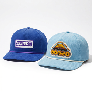 Casquette en velours côtelé non structurée avec logo brodé personnalisé OEM à 5 panneaux et fermeture snapback - Product Image 1