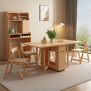 Modern çok fonksiyonlu kare yemek masası uzatılabilir mermer ahşap Set küçük hane için yerden tasarruf - Product Image 4