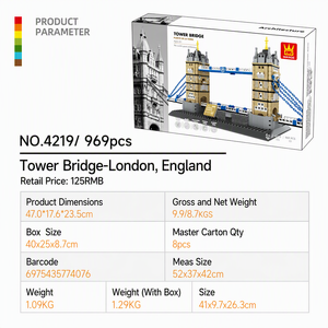 Ensemble de blocs de construction personnalisés du Tower Bridge de Londres, étiquette privée OEM, 969 pièces, briques emblématiques, jouet STEM pour adultes, décoration - Product Image 4