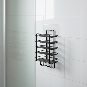 Estante de Ducha Adhesivo de 4 Niveles, Metálico, para Montar en la Pared, con Ganchos, Diseño que Ahorra Espacio - Product Image 2