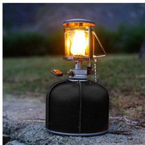 En stock: Funda de cuero para cartucho de gas plano de camping, cubierta protectora retro para lámpara de gas, funda solar hexagonal para cartucho de gas. - Product Image 2