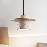 Lustre moderne en pierre de grotte jaune, style Wabi Sabi, LED, rond, pour bar, comptoir, îlot, salle à thé, salle à manger, lampe suspendue