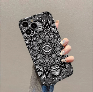 Cover per Cellulare in PC Rigido con Stampa Fotografica Totem Nero <span class=keywords><strong>Bianco</strong></span> Floreale per <span class=keywords><strong>iPhone</strong></span> <span class=keywords><strong>Xr</strong></span> 11 12 13 14 15 16 17 18 Pro Max - Product Image 1