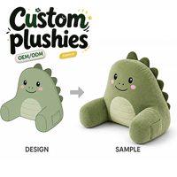 Coussin de lecture en peluche personnalisé en forme de dinosaure de dessin animé avec dossier, support lombaire et accoudoirs pour lit