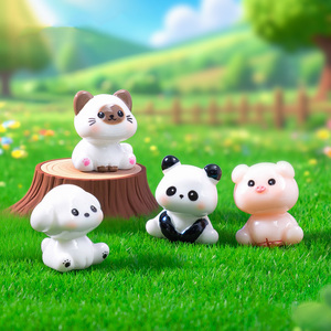 Miniatures de chiens, pandas, cochons, chats, figurines d'animaux en résine, accessoires de décoration pour jardin féerique DIY, maison de poupée et porte-clés - Product Image 3
