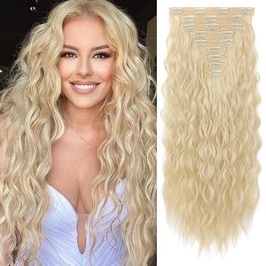 Extensiones <span class=keywords><strong>de</strong></span> Cabello con Clip, Ondas Largas y Gruesas, con Encaje Invisible, Naturales y Suaves, Voluminosas y Esponjosas - Product Image 1