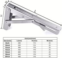 Support mural pliable robuste en fonte et acier inoxydable pour banc, table ou étagère, conception triangulaire pliable