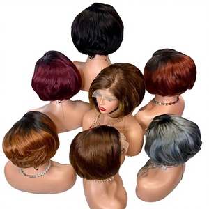 Promoción Letsfly 26$ Venta al por Mayor Pelucas de Cabello Humano Gris con Cierre de Encaje 5x5 de 200 gramos, Corte Pixie Recto, Pelucas Cortas Estilo Pixie - Product Image 1
