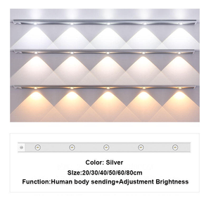 Éclairage sous-armoire ultra-fin, bande en aluminium, lumières de placard de cuisine, lumière LED à détecteur de mouvement, lumière photographique tricolore - Product Image 3