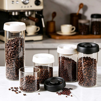 Pot de conservation moderne en verre borosilicate transparent avec couvercle sous vide anti-air pour aliments, céréales et grains de café