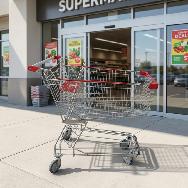 Wire Mesh  Shopping Trolley Baskets Cart With Wheels
