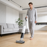 Aspirateur sans fil 2-en-1 intelligent pour sols, nettoyage humide et sec, auto-nettoyant, portable et sans fil