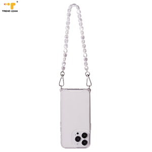 <span class=keywords><strong>Funda</strong></span> transparente para teléfono móvil de fabricación china con correa de perla antipérdida desmontable, cadena de amuleto práctica para muñeca - Product Image 1