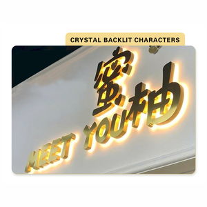 علامة باب مضيئة مخصصة مصنوعة في الهواء الطلق الكلمات الإعلانية الفولاذ المقاوم للصدأ الكريستال الخلفية الكلمات الاكريليك مخصص - Product Image 6