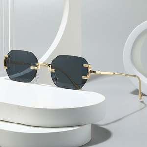 Gafas de Sol Cuadradas de Aleación de Moda con Logotipo Personalizado 2025, Gafas de Sol Poligonales sin Montura con Protección UV400 para Hombre y Mujer - Product Image 1