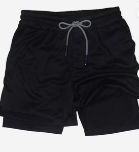 HAXIN SPORTS Pantalones Cortos Azul Marino de Cintura Alta con Cordón Ajustable y Forro Interior Negro, Teñido Liso, Conjunto de Moda - Product Image 4