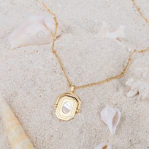 Gemnel-collar de cadena de satélite con colgante de nácar, joyería elegante de oro, moneda - Product Image 3