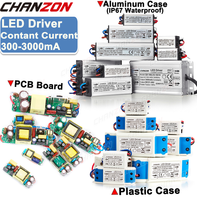 Chanzon Constant Current LED Driver 6W 10W 20W 36W 50W 300Ma 600Ma 900Ma 1500Ma Power Supply AC to DC Transformer for COB Light