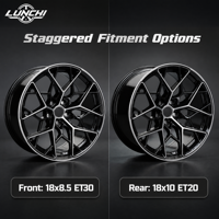 Roues classiques à profil bas 18*8.5 18*10 roues en alliage d'aluminium 5 trous 114.3 noir noir voiture brillant Gunmetal brillant Gunmetal