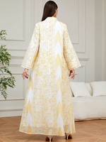Robe longue élégante brodée, coupe ample et féminine, style ethnique musulman de Dubaï, respirante pour l'été, grande taille, longueur au sol