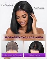 Perruque Lace Front Cheveux Humains Megalook 5x6 Lisse Courte Coupe Bob Pré-Pluckée/Pré-Coupée avec Closure HD Décolorée et Nœuds Minutieux – Plusieurs Couleurs